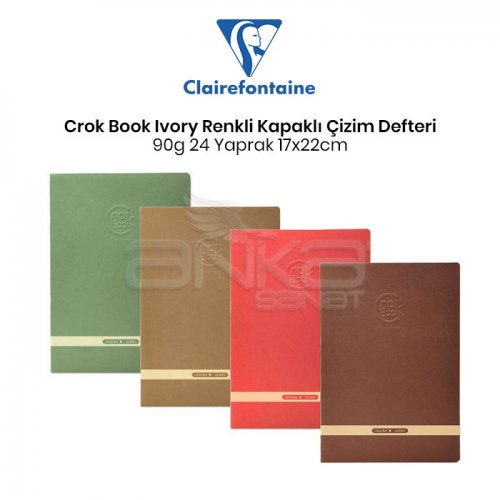 Clairefontaine Crok Book Ivory Renkli Kapak Çizim Defteri 90g 24 Yaprak 17x22cm