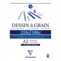 Clairefontaine - Clairefontaine Dessin a Grain İnce Dokulu Çizim Bloğu 224g 20 Yaprak A3