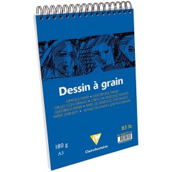 Clairefontaine - Clairefontaine Dessin a Grain İnce Dokulu Spiralli Çizim Bloğu 180g 30 Yaprak A3 (1)