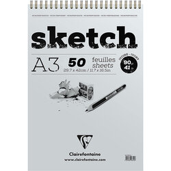 Clairefontaine - Clairefontaine Esquisse Ivory Sketch Blok 90g Kısa Kenarı Spiralli (1)