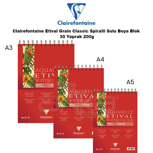 Clairefontaine Etival Grain Classic Spiralli Sulu Boya Blok 30 Yaprak 200g