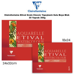Clairefontaine - Clairefontaine Etival Grain Classic Yapışkanlı Sulu Boya Blok 30 Yaprak 300g