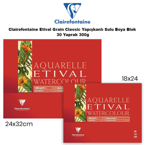 Clairefontaine Etival Grain Classic Yapışkanlı Sulu Boya Blok 30 Yaprak 300g