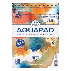 Clairefontaine - Clairefontaine Goldline Aquapad 300g 25 Yaprak A5