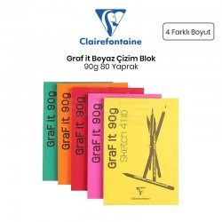 Clairefontaine - Clairefontaine Graf it Beyaz Çizim Blok 90g 80 Yaprak