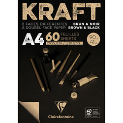 Clairefontaine Kraft Kahverengi ve Siyah Çizim Bloğu 90g 60 Yaprak - Thumbnail