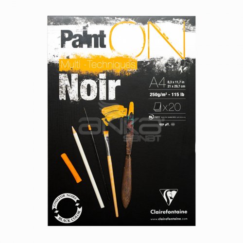 Clairefontaine Paint-On Multi-Techniques Siyah Çizim Blok 250g 20 yaprak