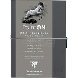 Clairefontaine - Clairefontaine Paint On Mixed Media Gri Blok A5 250g 32 Yaprak