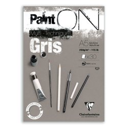 Clairefontaine - Clairefontaine Paint On Multi-Techniques 250g 30 Yaprak Gris A5