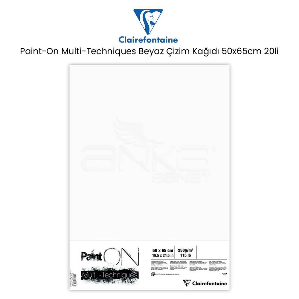 Clairefontaine Paint-on Multi-techniques Beyaz Çizim Kağıdı 50x65cm 20li 975813 250g