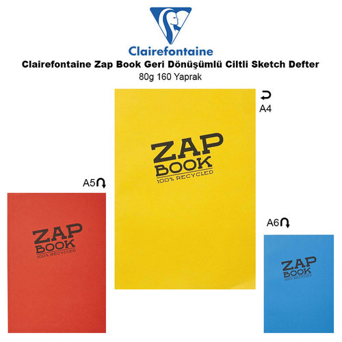 Clairefontaine Zap Book Geri Dönüşümlü Ciltli Sketch Defter 80g 160 Yaprak