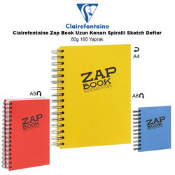 Clairefontaine - Clairefontaine Zap Book Uzun Kenarı Spiralli Sketch Defter 80g 160 Yaprak