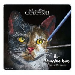 Cretacolor - Cretacolor Aquarino Box Sulandırılabilir Kuru Boya Kalem Seti 24lü Metal Kutu 40046