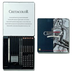Cretacolor - Cretacolor Black Box Karakalem Çizim Seti Metal Kutu 20 Parça