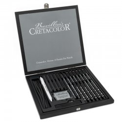 Cretacolor - Cretacolor Black Box Premium Karakalem Çizim Seti Ahşap Kutu 20li 46040 (1)