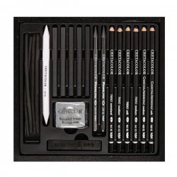 Cretacolor Black Box Premium Karakalem Çizim Seti Ahşap Kutu 20li 46040 - Thumbnail