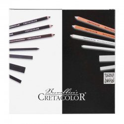 Cretacolor - Cretacolor Black & White Drawing Set Premium Çizim Seti Ahşap Kutu 25li 40025 (1)