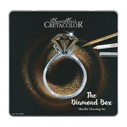 Cretacolor - Cretacolor Diamond Box Luxury Drawing Premium Çizim Seti 15li Metal Kutu 40047