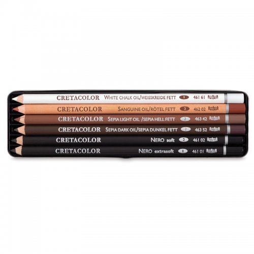 Cretacolor Oil Pencils Drawing Set Yağlı Çizim Kalemleri 6lı Metal Kutu 40007
