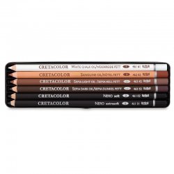 Zig - Cretacolor Oil Pencils Drawing Set Yağlı Çizim Kalemleri 6lı Metal Kutu 40007 (1)