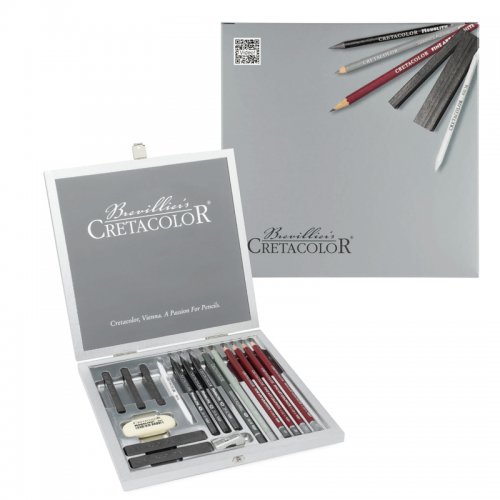 Cretacolor Silver Box Premium Eskiz Seti Ahşap Kutu 17li 40017