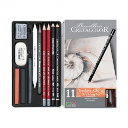 Cretacolor - Cretacolor Teachers Choice Beginner Drawing Set Temel Çizim Seti Metal Kutu 11li 40033