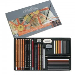 Cretacolor - Cretacolor Ultimo Drawing Set Premium Çizim Seti Metal Kutu 35li 40057