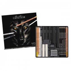 Cretacolor - Cretacolor Wolfbox Premium Çizim Seti Metal Kutu 25li 91400-2602