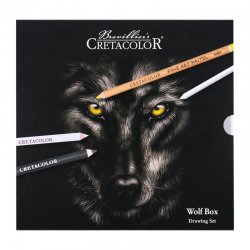 Cretacolor - Cretacolor Wolfbox Premium Çizim Seti Metal Kutu 25li 91400-2602 (1)
