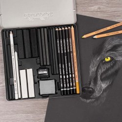 Cretacolor Wolfbox Premium Çizim Seti Metal Kutu 25li 91400-2602 - Thumbnail