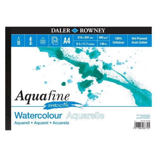 Daler Rowney Aquafine Smooth Watercolour Paper 300g A4 12 Yaprak