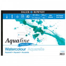 Daler Rowney - Daler Rowney Aquafine Sulu Boya Blok Hot Pressed 300g 12 Yaprak A3 (1)