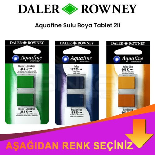 Daler Rowney Aquafine Sulu Boya Tablet 2li İndirimli Renkler