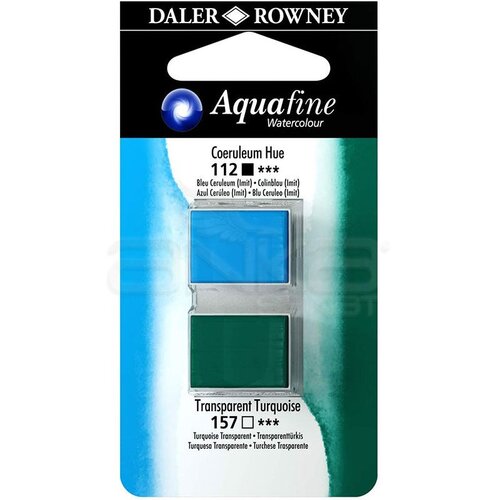 Daler Rowney Aquafine Sulu Boya Tablet 2li Coeruleum Blue-Transparent Turquoise - Coeruleum Blue-Transparent Turquoise