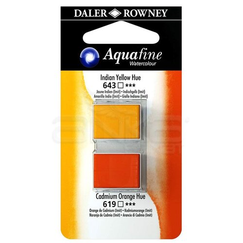 Daler Rowney Aquafine Sulu Boya Tablet 2li Indian Yellow-Cad. Orange - Indian Yellow-Cad. Orange