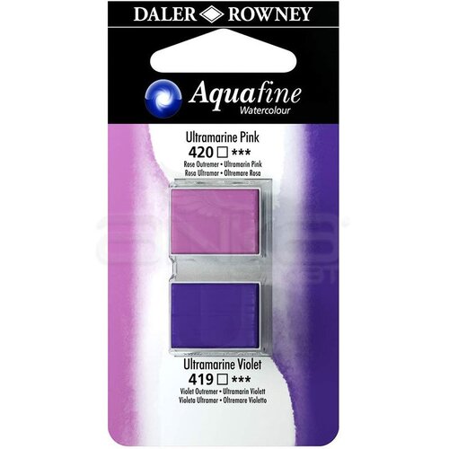Daler Rowney Aquafine Sulu Boya Tablet 2li Ultramarine Pink-Ultramarine Violet - Ultramarine Pink-Ultramarine Violet