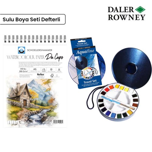 Daler Rowney Aquafine Travel Set 18 Renk Defterli 