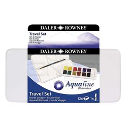 Daler Rowney - D&R Aquafine Travel Set Fırça Hediyeli Plastik Kutu 12li 131900001