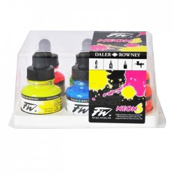 Daler Rowney - Daler Rowney FW Acrylic Artist Ink 29.5ml Cam Şişe 6lı Neon Set 160329006