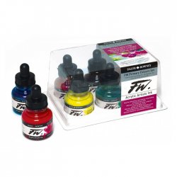 Daler Rowney - Daler Rowney FW Acrylic Artist Ink 29.5ml Cam Şişe 6lı Primary Set 160100006