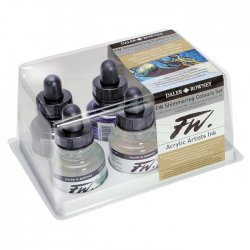 Daler Rowney - Daler Rowney FW Acrylic Artist Ink 29.5ml Cam Şişe 6lı Shimmering Set 160110006 (1)
