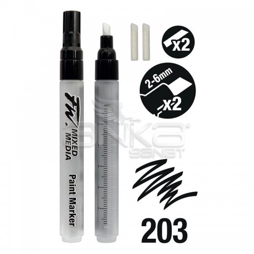 Daler Rowney FW Mixed Media Paint Marker Sets 203 2-6mm Kesik Uç (M)