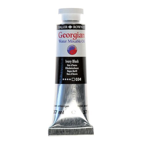 Daler Rowney Georgian Water Mixable Oil Su Bazlı Yağlı Boya 37ml 034 Ivory Black - 034 Ivory Black