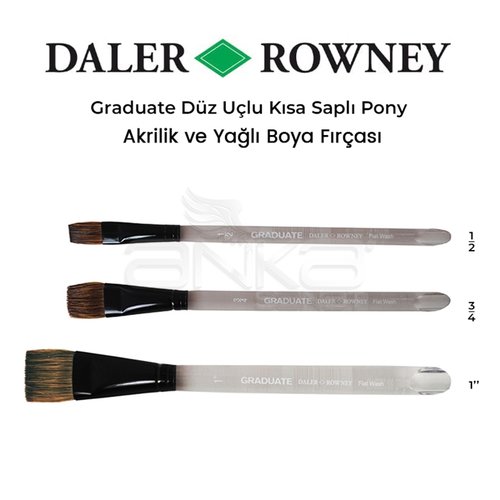 Daler Rowney Graduate Düz Uçlu Kısa Saplı Pony Fırça