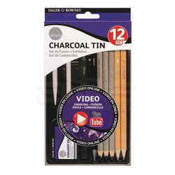 Daler Rowney Simply Charcoal Tin 12li Set - Thumbnail