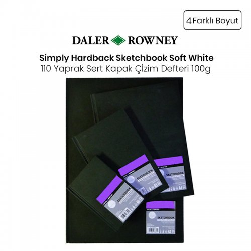 Daler Rowney Simply Hardback Sketchbook Soft White Sert Kapak Çizim Defteri 110 Yaprak 100g