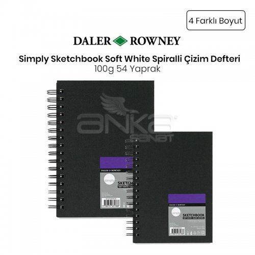Daler Rowney Simply Sketchbook Soft White Spiralli Çizim Defteri 100g 54 Yaprak