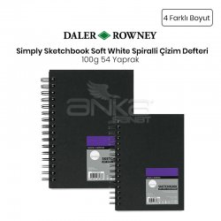 Daler Rowney - Daler Rowney Simply Sketchbook Soft White Spiralli Çizim Defteri 100g 54 Yaprak
