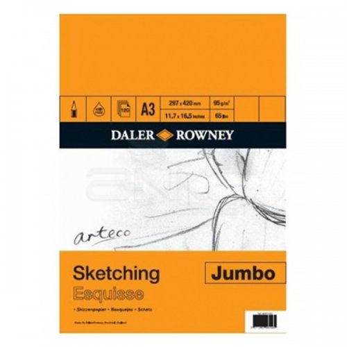Daler Rowney Arteco Sketching Esquisse Jumbo Spiralli Çizim Defteri 95g 120 Yaprak A3