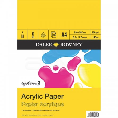 Daler Rowney System 3 Acrylic Paper 230g 20 Yaprak
